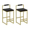 product-fancy-c94399e4-c03f-4c34-828b-ef15926de4fa Set Of 2 Modern Oriental Style Bar Stools, Velvet Upholstered Counter Height Chairs with Backrest & Footrest, Golden Metal Frame Kitchen Island Dining Stools, Multi-Color & Multi-Finish New Asian Aesthetic