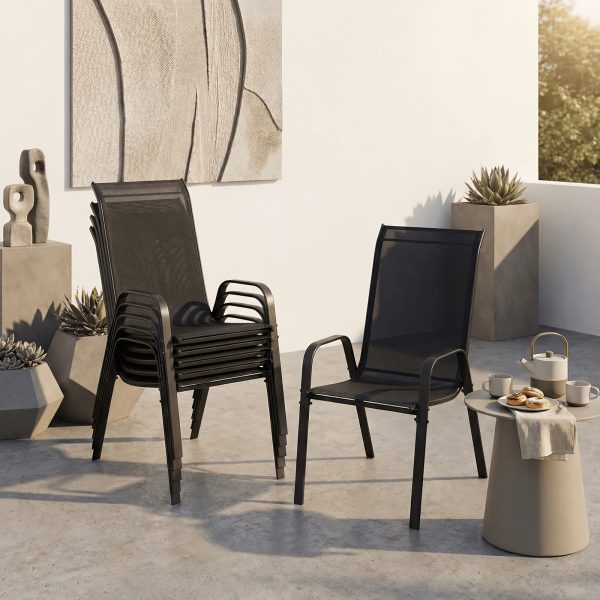 product-fancy-c974c29d-1a91-49a9-a13e-88afbd685f2a 8/6pcs Patio Chairs, All Weather Textilene Fabric & Metal Frame, W/Armrests, Strenthened Iron Spacers, 330 LBS, Outdoor Chairs Set For Backyard, Poolside, Garden