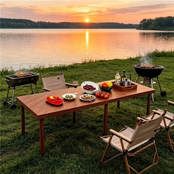 Foldable Beach Picnic Table 60-Inch Low-Profile, Portable Wooden Bohemian-Style Travel Picnic Table, Suitable for Indoor And Outdoor Occasions Including Picnics, Beach Trips, BBQs, Camping, Gatherings, Outdoor Dining, Gardens, And More.