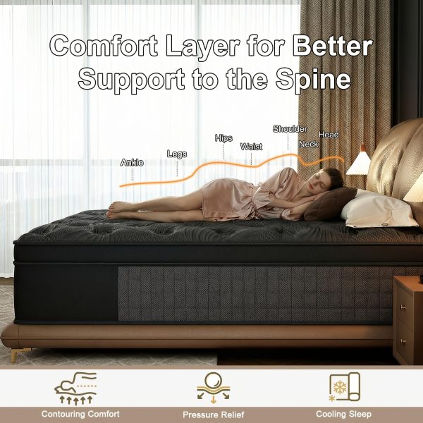 product-fancy-c9aae9d2-6925-458a-9e2b-ee5dab9737dc 8 Inch/10 Inch/12 Inch/14 Inch Black Grey Mattress Twin, Full, Queen, King. Cooling Breathable Fabric Wicks Heat. Memory Foam Molds to Your Body Curves. Independent Pocket Springs Stop Motion Your Partner Never Feels You Get Up At Night