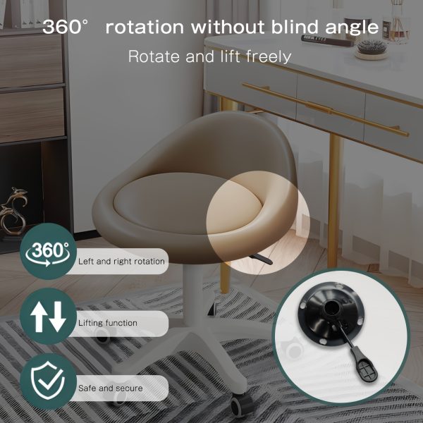 product-fancy-c9be5b3b-4ba1-42ab-8318-99d59ca5bf90 Adjustable Rolling Stool with Backrest, 360° Swivel Salon Chair with Wheels, Vanity Stool for Spa, Tattoo, Massage, Office, And Makeup Height Adjustable And Comfortable