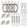Stainless Steel 48pcs Sunshade Sail Hardware Kit - Triangular And Square Awning Fixing Accessory Set - for Outdoor Use, Includes Screw Buckles, Spring Hooks, Eye Pads, PVC Coated Steel Wire Rope, And Screws