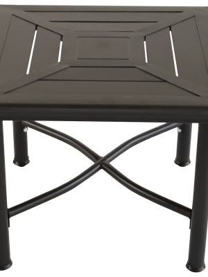 21.5" Square Outdoor Side Table - Heavy Duty 500 LBS Weight Capacity, Weather Resistant Metal Patio End Table for Garden, Poolside, And Indoor Use (Black)