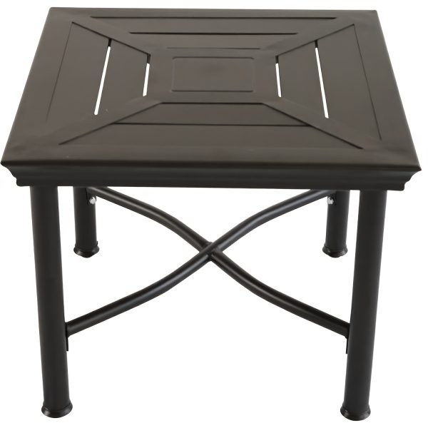 product-fancy-c9cb1a7f-4207-4648-870f-0b93cd6f004f 21.5" Square Outdoor Side Table - Heavy Duty 500 LBS Weight Capacity, Weather Resistant Metal Patio End Table for Garden, Poolside, And Indoor Use (Black)