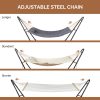 [Outdoor Camping] BABABA Heavy-Duty Iron Hammock with Stand - Large Outdoor Hanging Bed, 315x104x128cm Gray Bed Frame & Black Poles, 440lb Weight Capacity, Double-Layer Quilted Canvas Suitable for,, Balcony, Camping