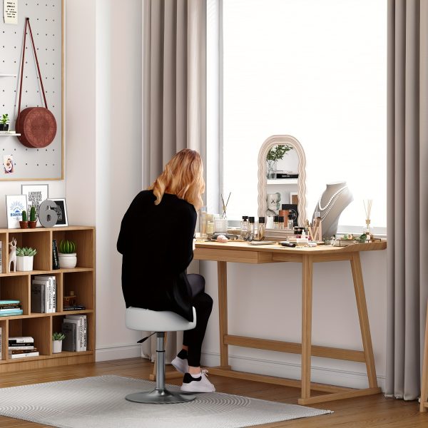 ACEQLYT Adjustable Vanity Stool, Faux Leather Vanity Chair For Makeup Room Bedroom, Round Makeup Chair Ottoman, Sturdy, Rust-Resistant And Easy To Assemble