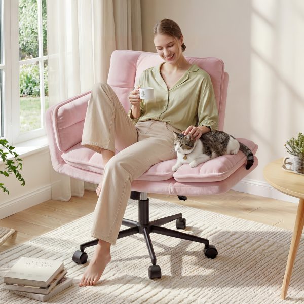 product-fancy-ca6ab82c-062e-4657-b153-f1021e348684 Modern Office Crossover Wheelchair, Luxurious Plush Vanity Chair with Wheels, Adjustable Armrests, Ergonomic Office Chair Suitable for Bedrooms, Computer Makeup Rooms, And Offices, Available in White, Black, Pink, And Gray, Stable And Durable