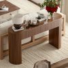 product-fancy-ca9b4b41-1bff-450c-a930-62be78e978eb 63"/55 Inch Console Table with 2 Drawers, Fluted Entryway Tables with Storage, Sofa Table Behind The Couch, Hallway Tables, Mid-Century Modern Foyer Table for Entryway, Hallway, Living Room, Walnut/Black/Natural White