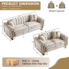 product-fancy-cabe7be4-3699-4d2d-989d-aece28842082 Set of 2 67" 2-Seater/ 84.7" 3-Seater Chesterfield Sofas Luxury Velvet Couches Modern White And Golden Sofas for Living Room, Mid-Century Victorian Loveseats with Removable Cushions And 2 Toss Pillows And Golden Metal Legs
