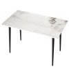 product-fancy-cb3483c6-db41-4b02-9f69-d2948b8850a3 AESOME 47.2" Dining Table - Rectangular 4-6 Seat Dinner Table With Marble Sintered Stone Table Top - Tapered Metal Legs For Dining Room Restaurant And Living Room Furniture