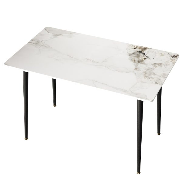 product-fancy-cb3483c6-db41-4b02-9f69-d2948b8850a3 AESOME 47.2" Dining Table - Rectangular 4-6 Seat Dinner Table With Marble Sintered Stone Table Top - Tapered Metal Legs For Dining Room Restaurant And Living Room Furniture