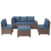 product-fancy-cbc4298a-c788-4160-af20-af10595fc0ac RAISED Patio Furniture Set, 2piece/3piece/4piece/6piece Wicker Outdoor Patio Furniture Sets with Cushions And Coffee Table, Outdoor Sectional Boho Patio Conversation Set Sectional Sofa for Backyard, Porch, Beige/Blue