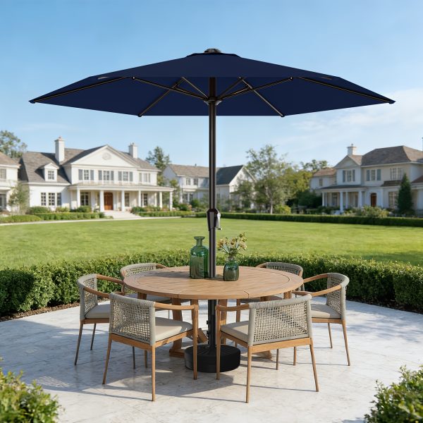 [Heavy Duty Patio Umbrella] 9ft Outdoor Umbrella, Heavy Duty Patio Umbrella with Crank, 6 Sturdy Ribs, UV Block for Market, Pool, Backyard, Garden (Base Sold Separately)