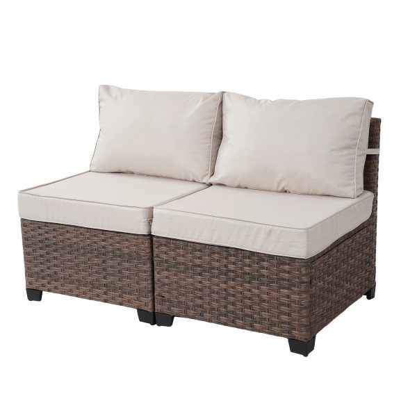 product-fancy-cc42f821-bc99-42c1-9d84-9f2858d4698a RAISED Patio Furniture Set, 2piece/3piece/4piece/6piece Wicker Outdoor Patio Furniture Sets with Cushions And Coffee Table, Outdoor Sectional Boho Patio Conversation Set Sectional Sofa for Backyard, Porch, Beige/Blue