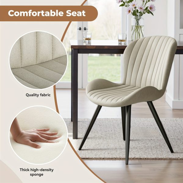 product-fancy-cc7c3ab7-daaa-405c-ad74-a8027924cf37 Set Of 2/4 Dining Chairs - Boucle Upholstered Kitchen Chairs with Curved Backrest & Metal Legs - Mid Century Modern Round Dining Room Chairs for Vanity, Living Room