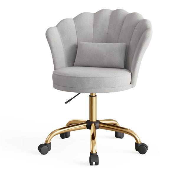 product-fancy-cc8e9e8b-49e7-4b42-b35a-691f25694b4a Girls' & Women' Luxury Velvet Tufted Vanity Chair with Wheels - Height Adjustable Upholstered Desk Chair Suitable for Bedroom, Living Room, Dressing Table, Soft Cushioning, No Assembly Required, Contemporary Petal for Home Office