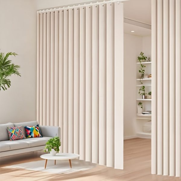 product-fancy-cc936b11-b303-4db7-ba9b-d4d0694e3af7 1pc Partition Curtain Folding Retractable Partition Curtain Elegant Stylish Fabric Screen Room Sleep Area Divider Study Space Zoning Essential Foldable Storage with Hooks Space Saving Multi-Purpose Mother Must-Have