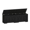 product-fancy-cc9a7a7d-ace7-4ddb-bf46-e93e2380f4bb 59" Storage Bench with Two Safety Hinges, Oversized Farmhouse Wooden Storage Box, Flip-Top Storage Ottoman, Entryway Bench for Bedroom and Living Room, White and Brown/White/Black