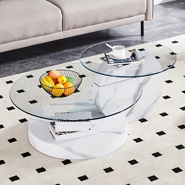 product-fancy-cca0c6df-05fb-4807-9915-15d84ceb7813 Glass Coffee Tables for Living Room Round Coffee Tables Modern Double Layer Round Table Circle Coffee Table for Small Space Home Office, Durable And Not Easily Broken, Easy to Assemble, Fashionable Design Feel (42 Inch X 17 Inch)
