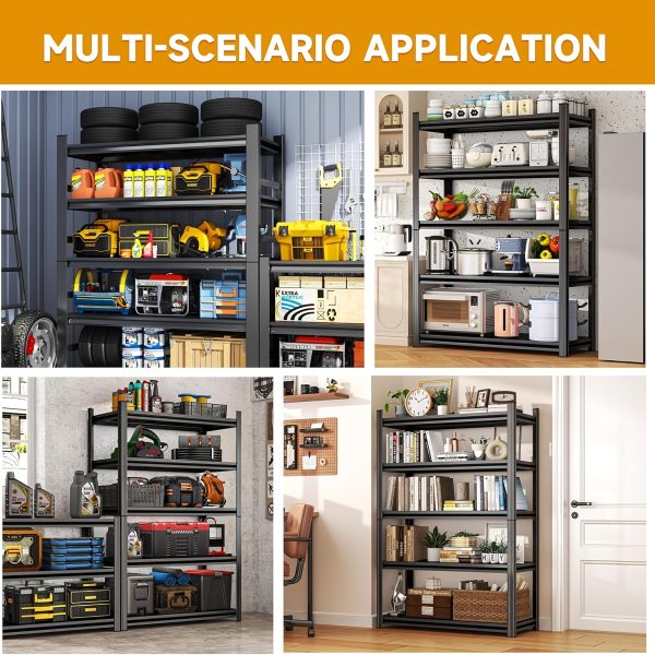 product-fancy-ccbc982d-1afe-42e7-b9ec-a8191cbc62be 72''H 5-Tier Metal Bookshelf, Freestanding Heavy Duty Storage Shelving Unit, Industrial Metal Frame Book Organizer Rack, Display Shelf for Home Office Bedroom Living Room Kitchen Garage Corner Organization