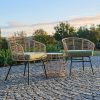 [Outdoor Patio Set] 3pcs All-Weather Outdoor Patio Furniture Set Suitable for Garden, Balcony & Poolside - Metal Frame Wicker Rattan Conversation Set with Cushions & Coffee Table, -Filled Chairs (Green)