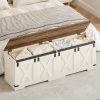 product-fancy-ccf0654d-a687-4eb7-b63e-8aa4505f7d4b 59" Storage Bench with Two Safety Hinges, Oversized Farmhouse Wooden Storage Box, Flip-Top Storage Ottoman, Entryway Bench for Bedroom and Living Room, White and Brown/White/Black