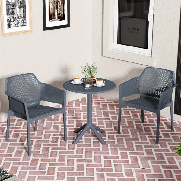 product-fancy-cd0fdf0b-8a41-43b8-a549-df59d2f3bfed 3pcs Plastic Arm Chair Bistro GRS Premium Ocean Plastic, Garden Chat Set Bistro