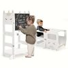 product-fancy-cd184edf-b243-499f-9890-007ed9bb9eeb Wooden Foldable Learning Tower with Blackboard - 3-In-1 Step Stool And Assisted Standing Tower, Foldable Kids Table And Chair Set, for Toddlers 18+ Months