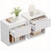 product-fancy-cd76e1ea-5a4b-41af-bde9-b3fde1d2056d Modern Space-Saving Nightstand with Hidden Drawers & Open Shelf - Curved Bedside Table Suitable for Small Bedrooms, Freestanding Assembly Required Bedside with Concealed Drawers and Open Shelves for Narrow Spaces