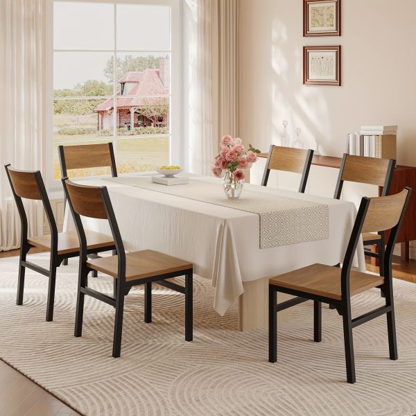 product-fancy-cdad61c0-be1b-42ba-a08d-c9805b2a5e7c Dining Chairs Set Of 6, Modern Kitchen Chairs With Backrest, MDF Board And Metal Legs, Dinner Chairs For Dining Room, Kitchen And Living Room, Espresso/Black/Rustic Brown/Walnut Optional.