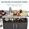 product-fancy-cdb0441d-da5f-49e2-af00-15feeddc9612 JY QAQA Grill Cart With Storage, Outdoor Bar Cart Rolling BBQ Movable Pizza Oven Table Stand With Foldable Stainless Steel Top & Storage Cabinet, Black