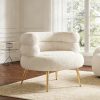product-fancy-cdbba967-79c1-48b6-bc8c-4741256d8abe 29.5" W Modern Boucle Upholstered Accent Chair With Metal Legs | Memory Foam, Ergonomic Design, Non-Adjustable Recliner, Wipe Clean Care