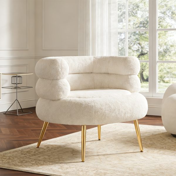 product-fancy-cdbba967-79c1-48b6-bc8c-4741256d8abe 29.5" W Modern Boucle Upholstered Accent Chair With Metal Legs | Memory Foam, Ergonomic Design, Non-Adjustable Recliner, Wipe Clean Care