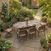 9pcs Cast Aluminum Outdoor Patio Dining Set - Ornate Scrollwork Design, Weather-Resistant Rust-Proof Frame, Oval Table And 8 Cushioned Chairs, Suitable for Garden, Backyard And Poolside Seating