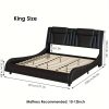 product-fancy-ce0fa2b5-aeb3-444c-a0da-6f4b4f933aac Upholstered Bed Frame Available in Full, Queen, And King Sizes Featuring an Adjustable Headboard, a Wavy Design, a Removable Backrest, And Solid Wooden Slats for Support, Eliminating The Need for a Box Spring, Offered in Faux Leather in White