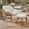product-fancy-ce17f6e5-b39d-44f4-92b2-ce70af4d0a04 Outdoor Terrace with Footstool Rocking Chair, Oversized Papasan Chair with Cushion for Comfortable Reading, Suitable for Deck/Garden/Terrace/Camping, Outdoor Terrace Furniture. Beige