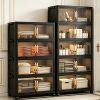 product-fancy-ce4fa101-7756-421f-9191-40e96d3d1bf3 No Assembly 2/3/4/5 Tier Foldable Stackable Storage Cabinet, 44.29 Inch Large Capacity Modular Organizer Box with Lid, Rolling Wheels & Magnetic Double Door, Space Saving Portable Multi-Layer Storage Unit, Easy Setup Household Storage Container
