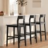 product-fancy-ce787175-bca4-46d1-8fef-070a7f919054 Counter Height Stools Set of 2, Farmhouse 25" Bar Stools with Solid Wood Legs& Back, Mid Century Modern Barstools Chairs for Kitchen Island, Dining Room, Cafe, Pub, Brown, Black