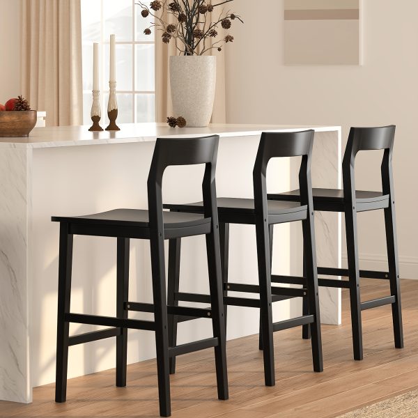 product-fancy-ce787175-bca4-46d1-8fef-070a7f919054 Counter Height Stools Set of 2, Farmhouse 25" Bar Stools with Solid Wood Legs& Back, Mid Century Modern Barstools Chairs for Kitchen Island, Dining Room, Cafe, Pub, Brown, Black