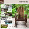 Outdoor Wood Rocking Chair Set Of 2 - Patio Wagon Wheel Rocking Chair 2pcs, Rustic Rocker Single Chairs for Country, Yard, Porch