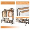 product-fancy-ce99083d-792d-42ee-a5b5-db1e31026ced Durable Metal Hanger With Double Poles And Wheels, Equipped With Shelves And Hooks, A Multifunctional Wardrobe Solution Suitable For Independent Metal Hangers In Bedrooms, Laundry Rooms, And Living Rooms.