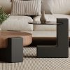 2pcs Set of Modern Round Wood Coffee Table with Geometric Leg Design