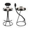 product-fancy-cedf8821-733c-483b-a25c-168bc2e922f1 Pair of Contemporary Velvet Bar Stools with Counter Height, Featuring a Golden Metal Frame And S-Shaped Stripe Backrest, Upholstered Round Chairs Inspired by Basketball And Soccer, Complete with Footrest for Dining Areas, Kitchens, And Bars