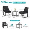 Bezseller 3pcs Outdoor Furniture Set, Rattan Bistro Set with Coffee Table, Sturdy Steel Frame with Cushions for Garden, Balcony, Poolside, And Backyard