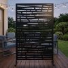 product-fancy-cf48dbc9-f62b-47fa-8ff7-75c74d10cace Freestanding Black Metal Privacy Screen 76"x48", Bold Indoor Outdoor Decorative Fence Panel Divider for Deck Balcony Patio Backyard Lawn Garden Pool Yard Porch Front Yard Bedroom Living Room Office Studio Entryway Hallway Restaurant Decorative Fence