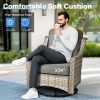 product-fancy-cf791e45-5b31-4506-a52f-f46a643e55ab 5pcs Outdoor Patio Furniture Set with 2 Swivel Chairs, 1 Outside Sofa, 1 Side Table and 1 Solar Lighting Glass Coffee Table - All-Weather Wicker Patio Conversation Set Modern Design for Garden, Deck, and Porch Decor