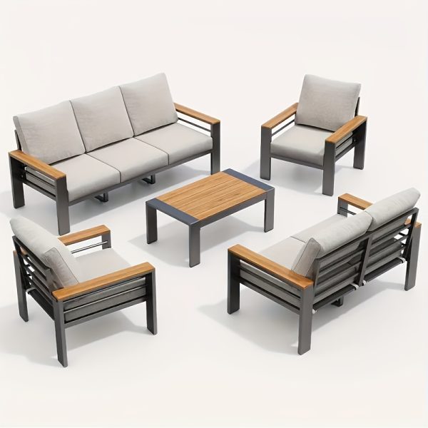 product-fancy-cf9eeb38-9191-4fb6-bff3-5d44548b3a3f Aluminum Outdoor Patio Furniture Set with Upgraded Cushions And Armrests, Perfect for Backyard, Garden And Poolside Relaxation