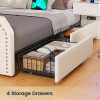 product-fancy-d01299b9-6225-4c21-9898-32be9a49d5b2 Queen Size Bed Frame with 2 Nightstands with Mirror, Modern Platform Bed Frame with 53" Tall Headboard and 4 Storage Drawers