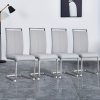 Modern Dining Chairs Set of 4, High Back White Kitchen Chairs, Faux Leather Side Chair with Gold Plated Metal Legs, Easy to Install Upholstered Dining Chairs, Ideal for Living Room, Easy to Install (Golden/Silver Leg) Local Warehouse