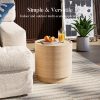 product-fancy-d081243b-e249-466c-b362-535bfa441ac6 14" Travertine Magnesium Oxide Side Table, Desert Sand Finish Available In Square Or Round - Natural Stone Accent End Table for Living Room, Bedroom, Balcony